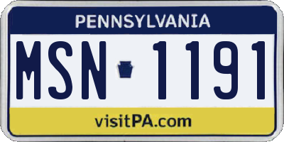 PA license plate MSN1191