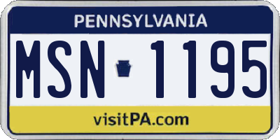 PA license plate MSN1195