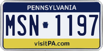 PA license plate MSN1197