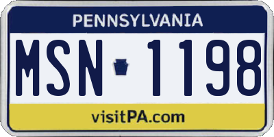 PA license plate MSN1198