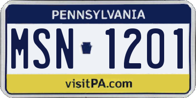 PA license plate MSN1201
