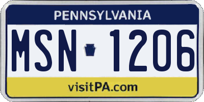 PA license plate MSN1206