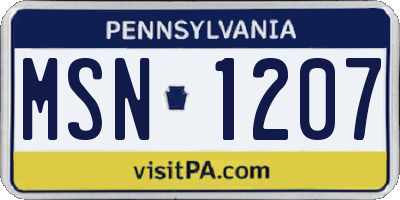 PA license plate MSN1207