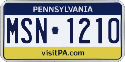 PA license plate MSN1210