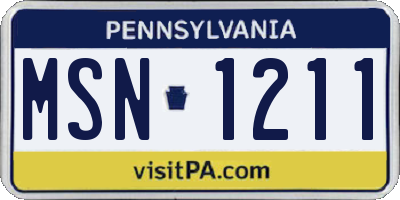 PA license plate MSN1211
