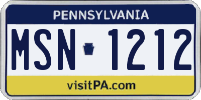 PA license plate MSN1212