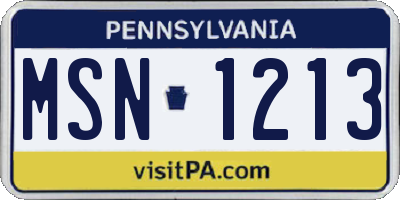 PA license plate MSN1213