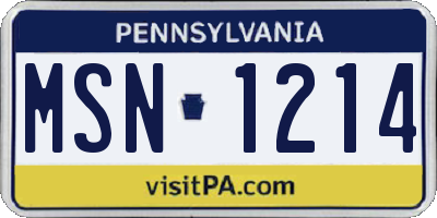 PA license plate MSN1214