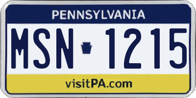 PA license plate MSN1215