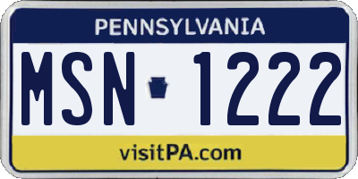 PA license plate MSN1222