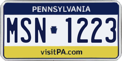 PA license plate MSN1223