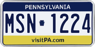 PA license plate MSN1224