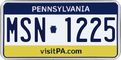 PA license plate MSN1225