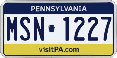 PA license plate MSN1227