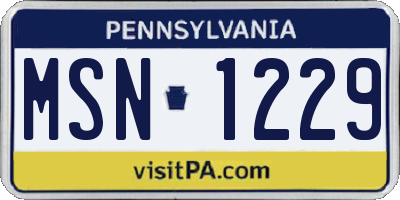 PA license plate MSN1229