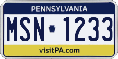 PA license plate MSN1233