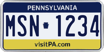 PA license plate MSN1234
