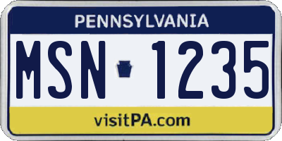 PA license plate MSN1235