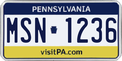 PA license plate MSN1236