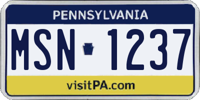 PA license plate MSN1237