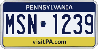 PA license plate MSN1239