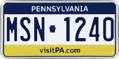 PA license plate MSN1240
