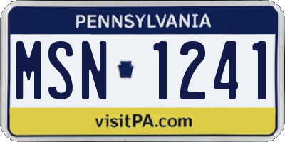 PA license plate MSN1241
