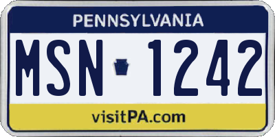 PA license plate MSN1242