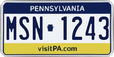 PA license plate MSN1243