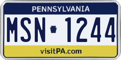 PA license plate MSN1244
