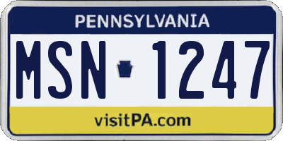 PA license plate MSN1247