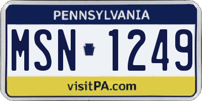 PA license plate MSN1249