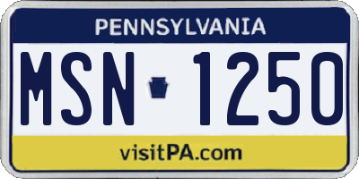 PA license plate MSN1250