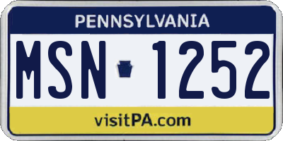 PA license plate MSN1252