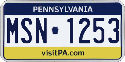 PA license plate MSN1253
