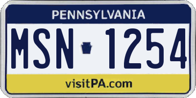 PA license plate MSN1254