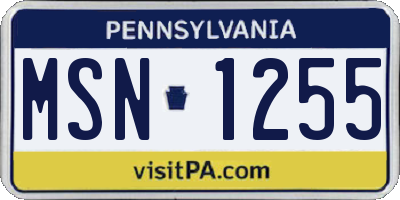 PA license plate MSN1255