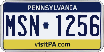 PA license plate MSN1256