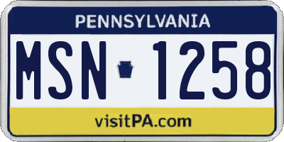 PA license plate MSN1258
