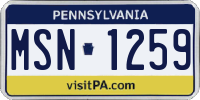 PA license plate MSN1259