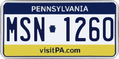 PA license plate MSN1260