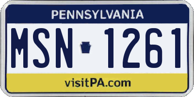 PA license plate MSN1261