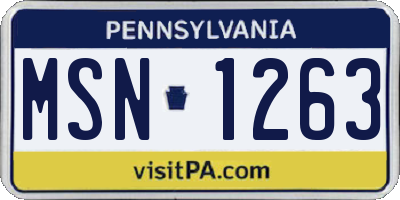 PA license plate MSN1263