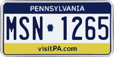 PA license plate MSN1265