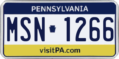 PA license plate MSN1266
