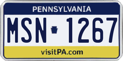 PA license plate MSN1267