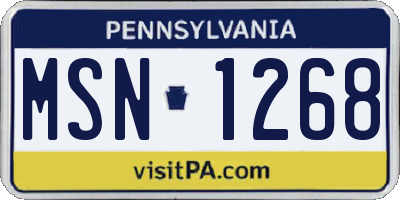 PA license plate MSN1268