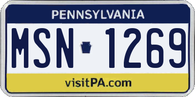 PA license plate MSN1269