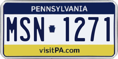 PA license plate MSN1271