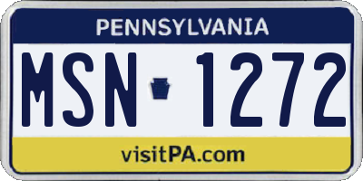 PA license plate MSN1272